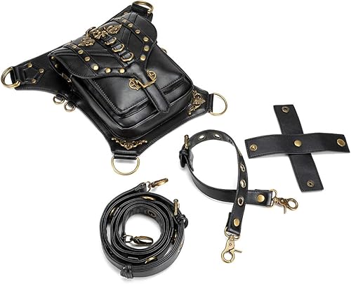 Miniatura 9 de Rebajas Cyber Monday Ofertas Venta Steampunk Riñonera Bolso para cintura Moda Gótico Hombro Bandolera Bandolera Muslo Pierna Capucha Bolsa de Viaje