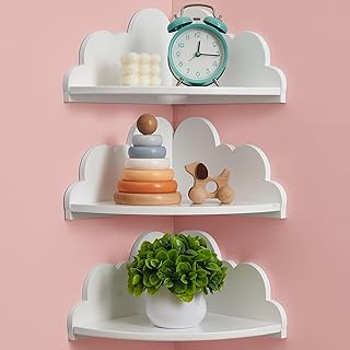 Cloud Corner Floating Shelves，Set of 3 White Corner Wall Shelf Floating ...