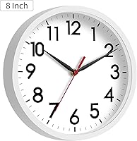 Vista 3 de AKCISOT Reloj de pared, moderno y pequeño, funciona con pilas, de 8 pulgadas, silencioso, analógico, clásico, para oficina, hogar, baño, cocina