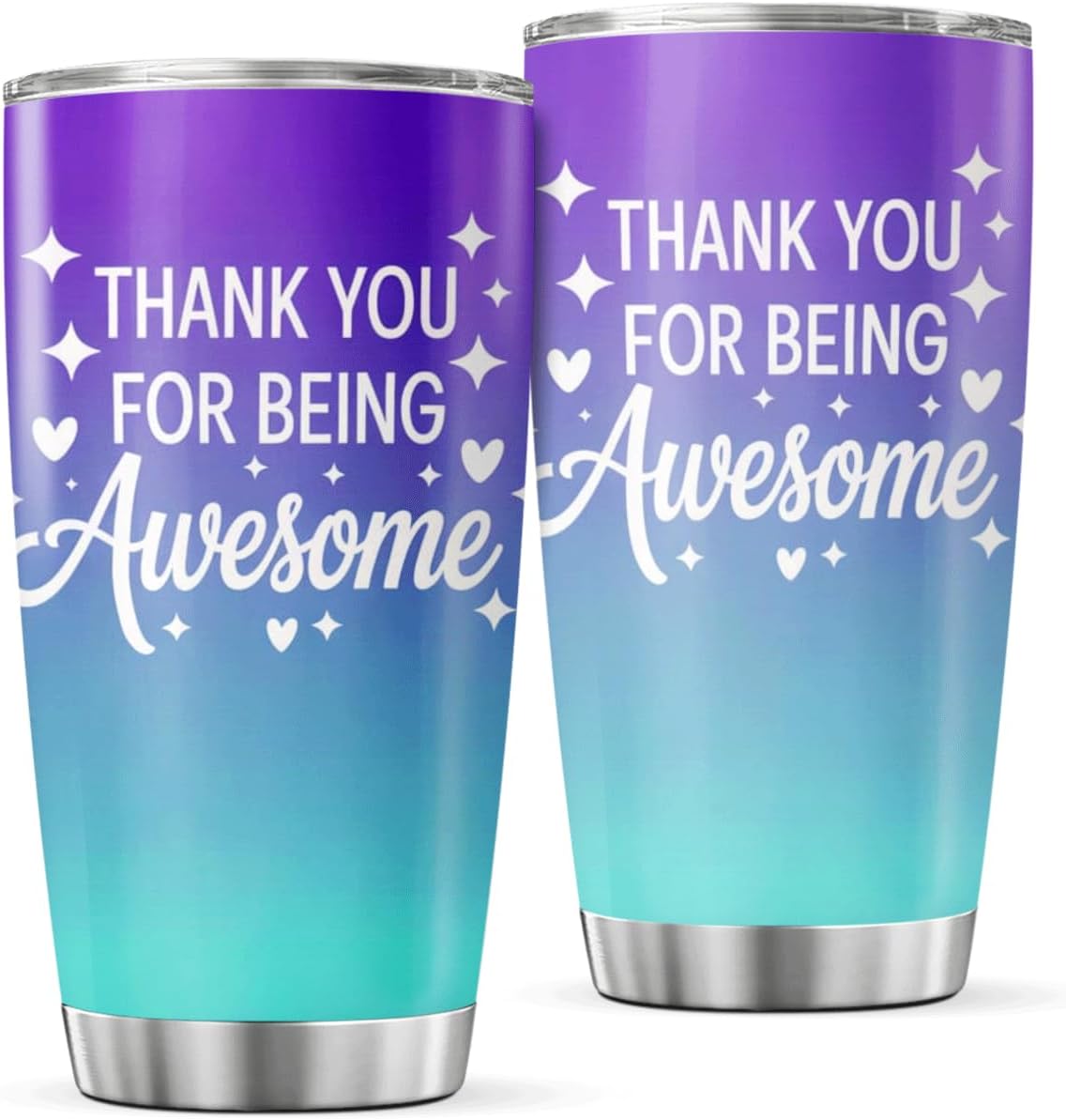 CUBICER Thank You For Being Awesome Gradient Stainless Steel Tumbler 20 Oz Gift Teacher Coworker Friend Appreciation Outdoor Heat Cool Travel Iced Drink Mug Insulated Coffee Bottle Hot