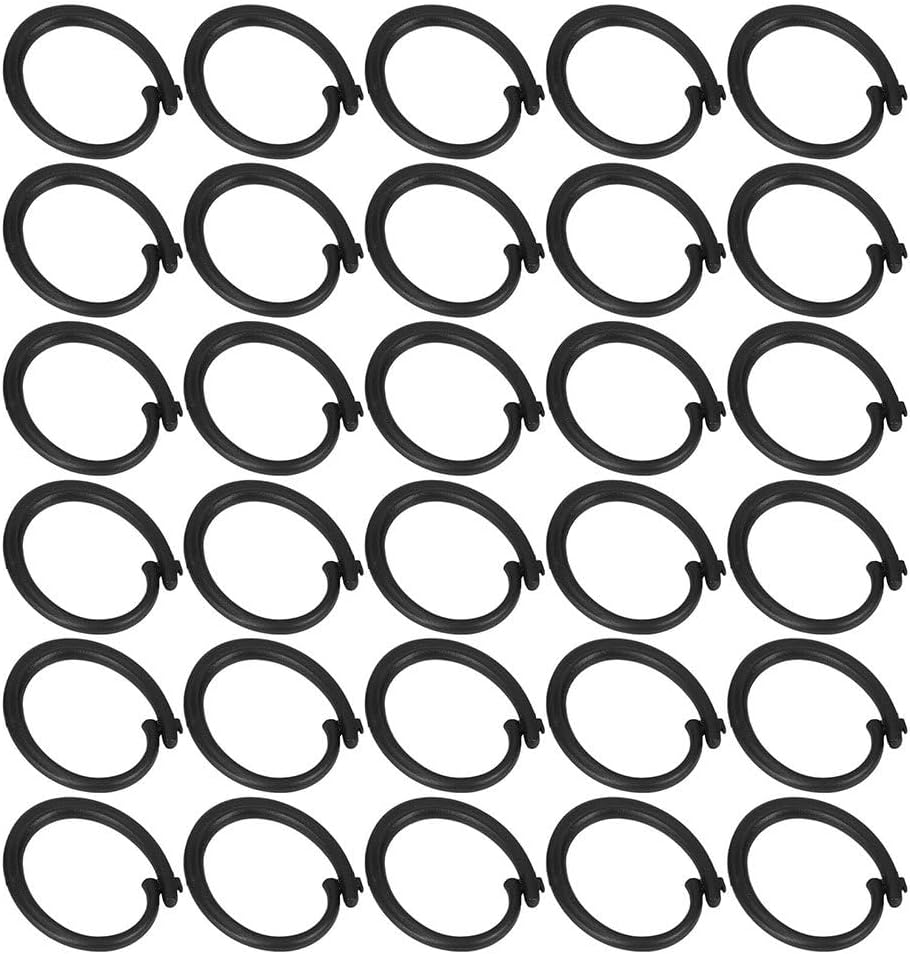 ABOOFAN 60pcs Black Plastic Curtain Hooks for Roman Shades Drapery Curtain Track Rings Drapery Eyelet Rings for Outdoor Gazebo Accessories