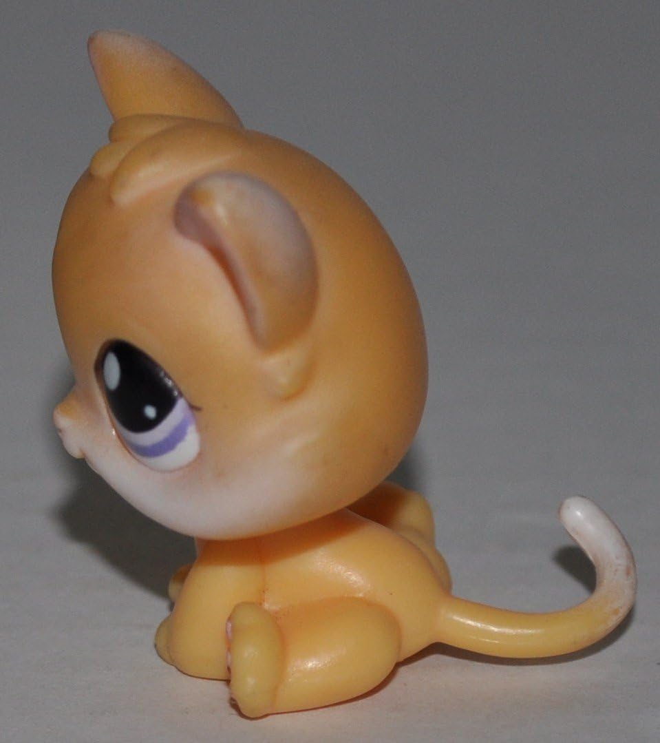 Kitten #114 (Orange, Purple Eyes) - Littlest Pet Shop (Retired) Collector Toy - LPS Collectible Replacement Single Figure - Loose (OOP Out of Package & Print)