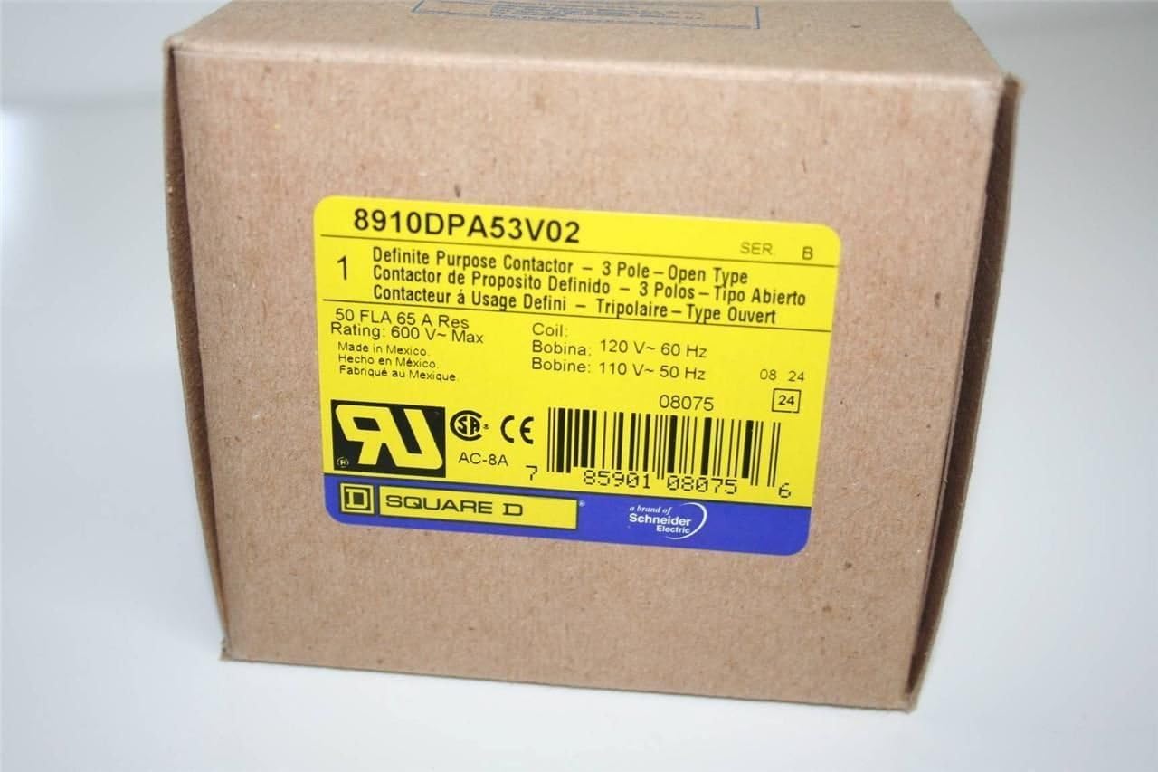 SCHNEIDER ELECTRIC 8910DPA53V02 Contactor 600-Vac 50-Amp Dpa Plus Options Electrical Box, Black