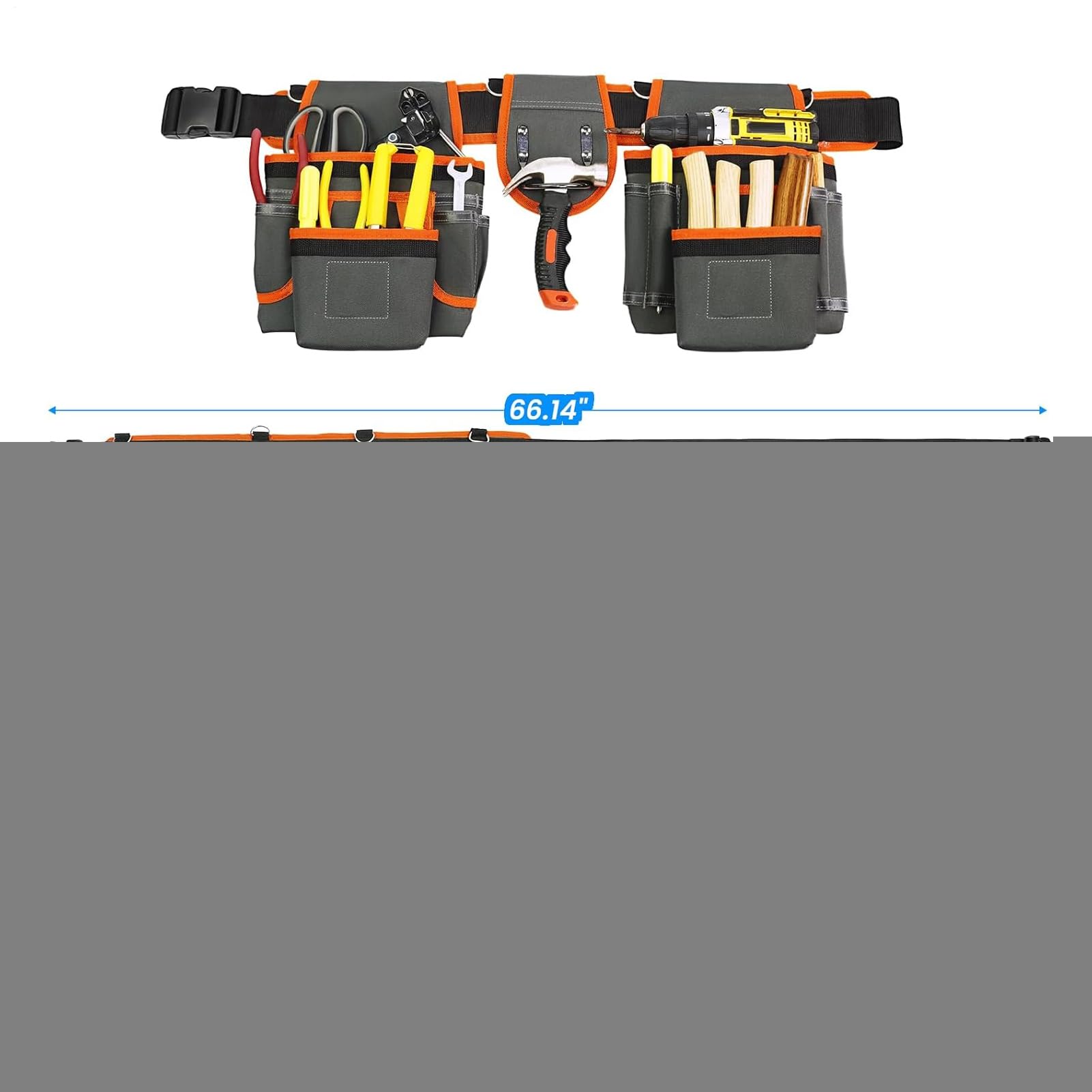 Cintura porta attrezzi da falegname, staccabile con 2 tasche magnetiche, cintura per attrezzi professionale da uomo con 18 tasche, per falegnameria, idraulica, costruzione, inquadratura, tetto