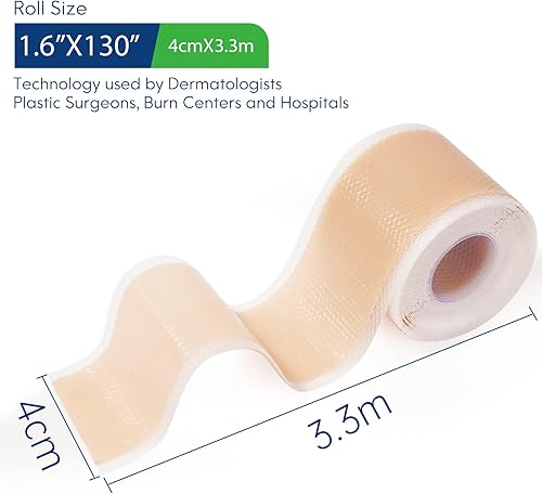 Miniatura 7 de Hojas de silicona para cicatrices (1.6 x 130 pulgadas, 10.8 ft), cinta de silicona profesional para cicatrices, tiras de cicatrices de silicona,