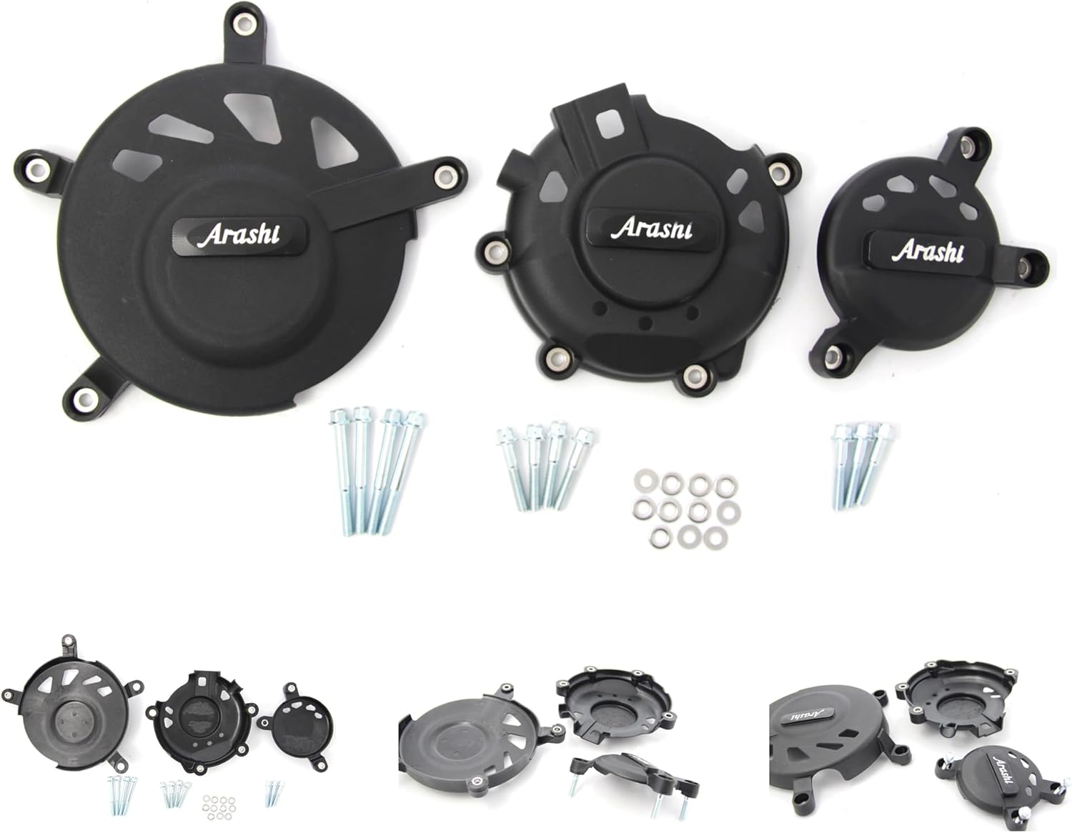 Arashi Carbon Fiber + Nylon Engine Guard Case Protector Cover for Suzuki Suzuki GSXR 600 750 2006-2015, Motorcycle Accessories Parts