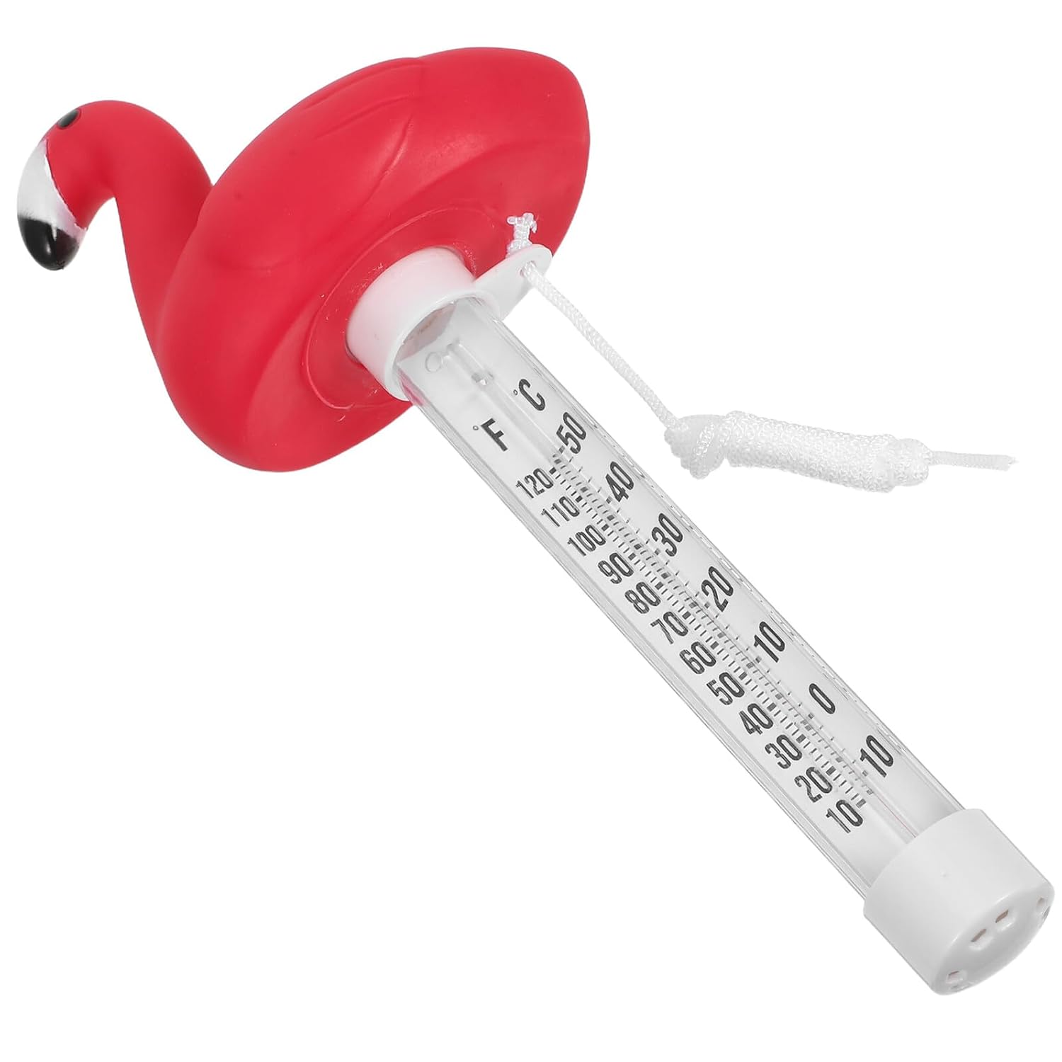 POPETPOP Flamingo Shaped Floating Pool Thermometer for Swimming Pools and Hot Tubs, Easy Read Water Temperature Gauge with Cord for Outdoor Ponds and Spas