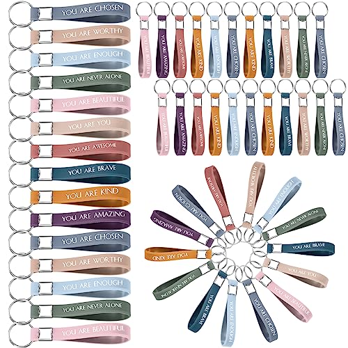 Huquary 120 Pcs Inspirational Quote Key Chains Motivational Key Rings Appreciation Gifts for Employee Teacher Office Team(Fresh Color)