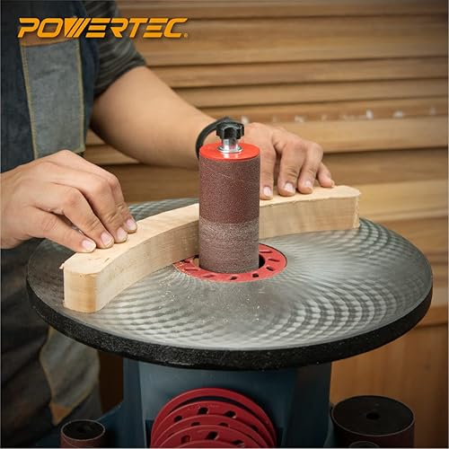 Miniatura 5 de Powertec 11210 - Mangas de lija de 4.5 pulgadas para lijadora de husillo, grano 120, papel de lija de óxido de aluminio de diámetro 12 pulgada