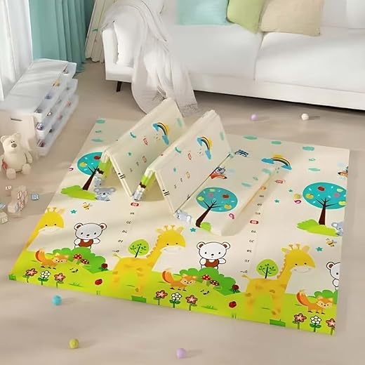 UCRAVO Extra Large Reversible Animal Joyride Play Mat for Babies | Learning &amp; Crawling Foldable Baby Mat for Floor | Non-T...