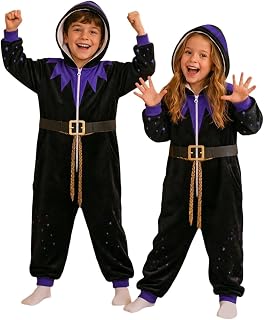 Generic Kids Funny Halloween Onesie Hooded Zipper Costume Fleece Soft Cozy Jumpsuit