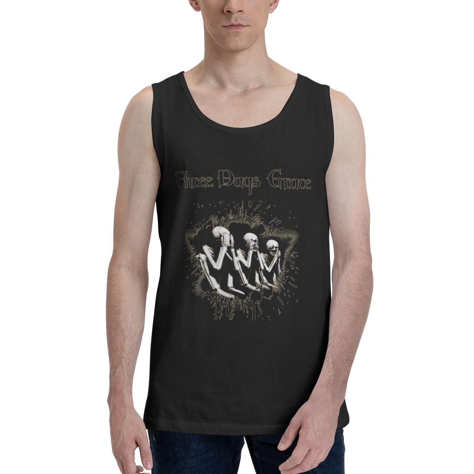 Three Rock Days Grace Men's Muscle Vest T Shirts Popular Cycling Sleeveless T Shirt Black Medium