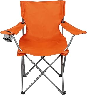 Quad Folding Camp Chair with Cup Holder, Bright Orange