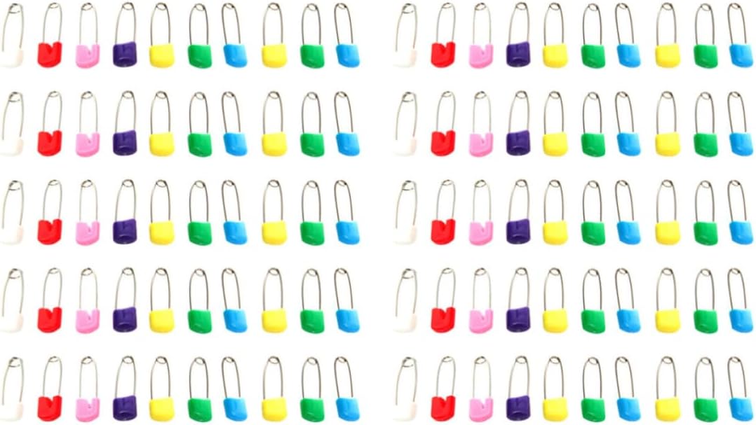 VANZACK 100pcs Safety Colored Diaper Pins with Locking Plastic Heads, Steel and Plastic Material, Convenient to Use for Nursing Cloth and Saliva Towel, Diaper Accessory for Babies