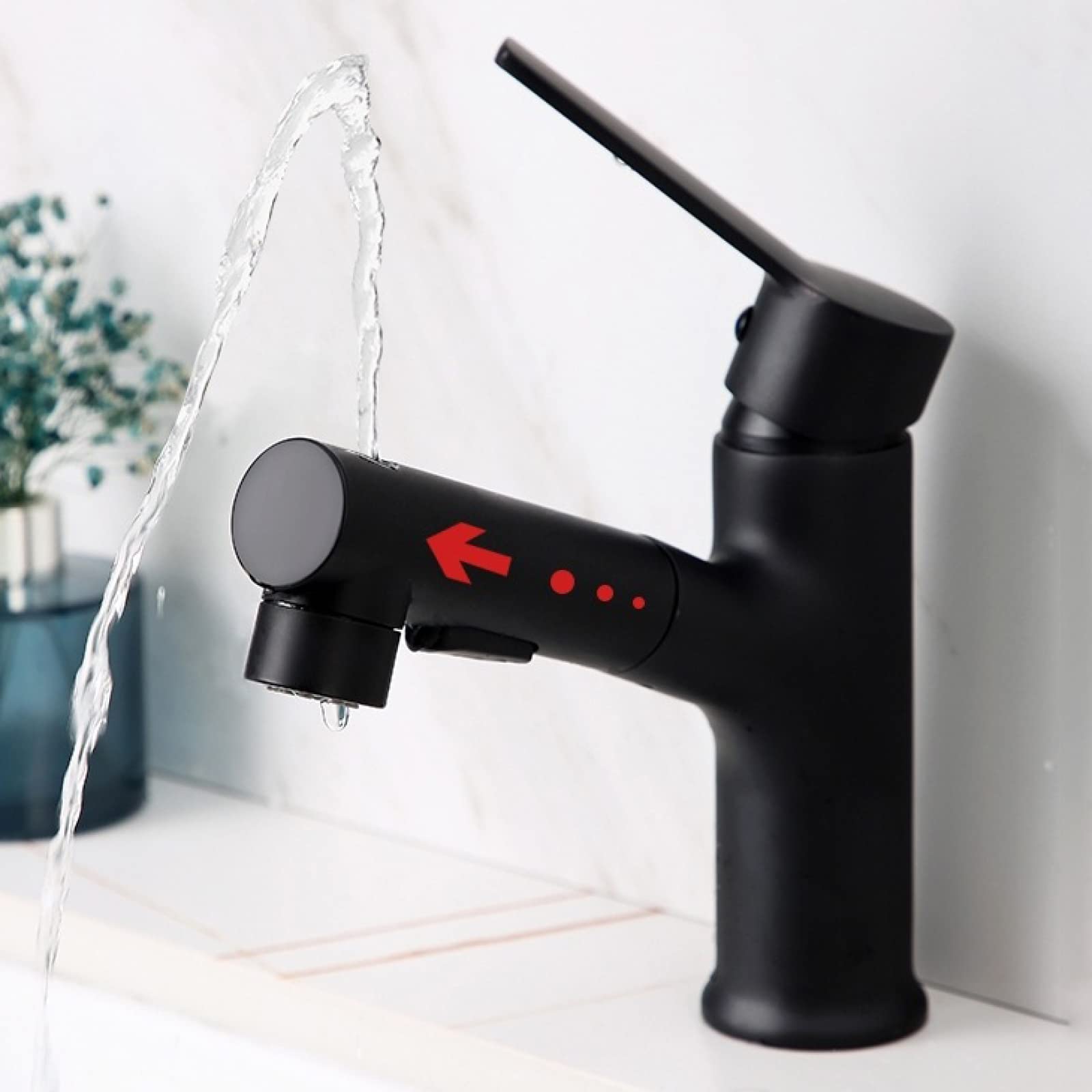 Grifo de baño retráctil con pulverizador extraíble, Grifo Mezclador de Lavabo de Modo Dual, Grifo de Fregadero de Cocina de Agua Caliente fría de una Sola manija, Accesorio de Lavabo de latón para el
