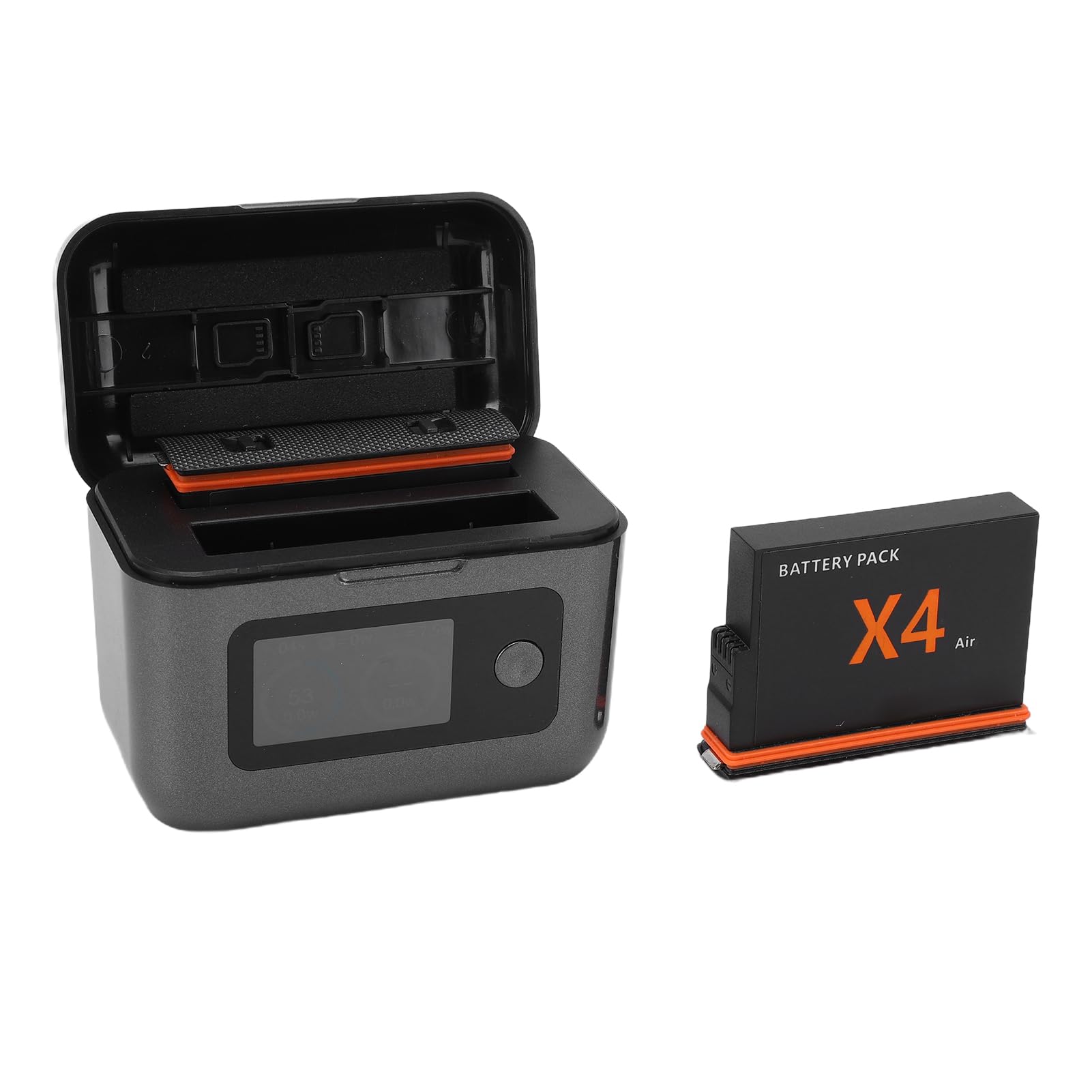 Akumulatory I Stacja Ładująca Do Kamery 360 X4 Air, Zestaw 2 Sztuk Akumulatorów Zamiennych 2050 Mah, Podwójne Etui Ładujące Z Wyświetlaczem LCD, Etui Do Przechowywania