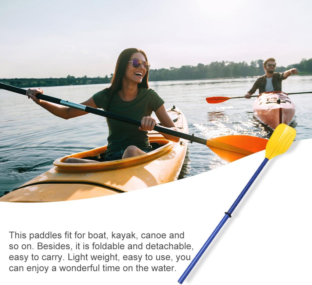 Cabilock Detachable Kayak Paddle Oars for Canoeing and Competitions, Lightweight Plastic Boat Paddle with Adjustable Length and Easy to Carry Design, Blue Color with Smooth Surface and Fine