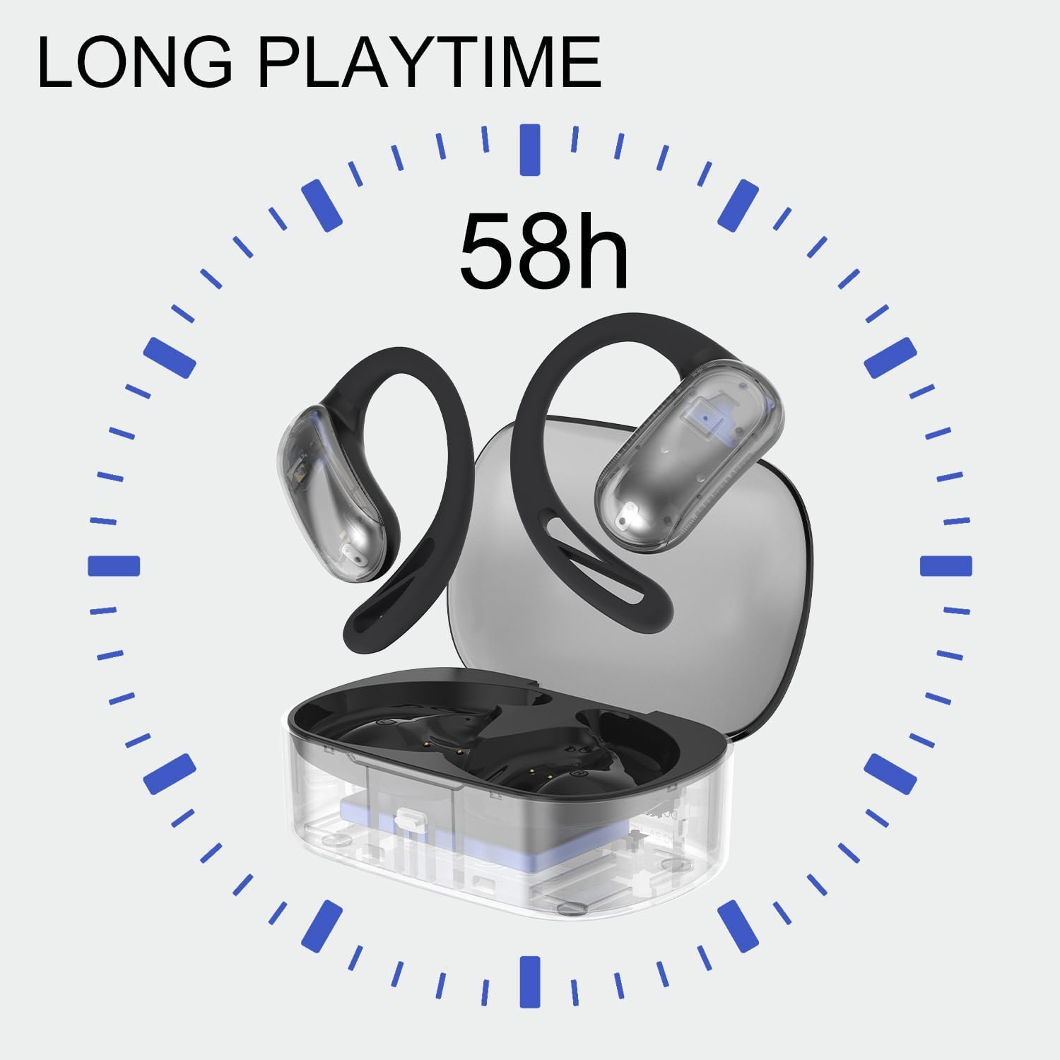 2.4GHz Wireless TV Headphones for Seniors, Open-Ear Hook Design for All-Day Comfort, Plug-and-Play (Not Bluetooth), Low Latency, 50ft Range, Charging Dock Transmitter with Optical & 3.5mm Cables