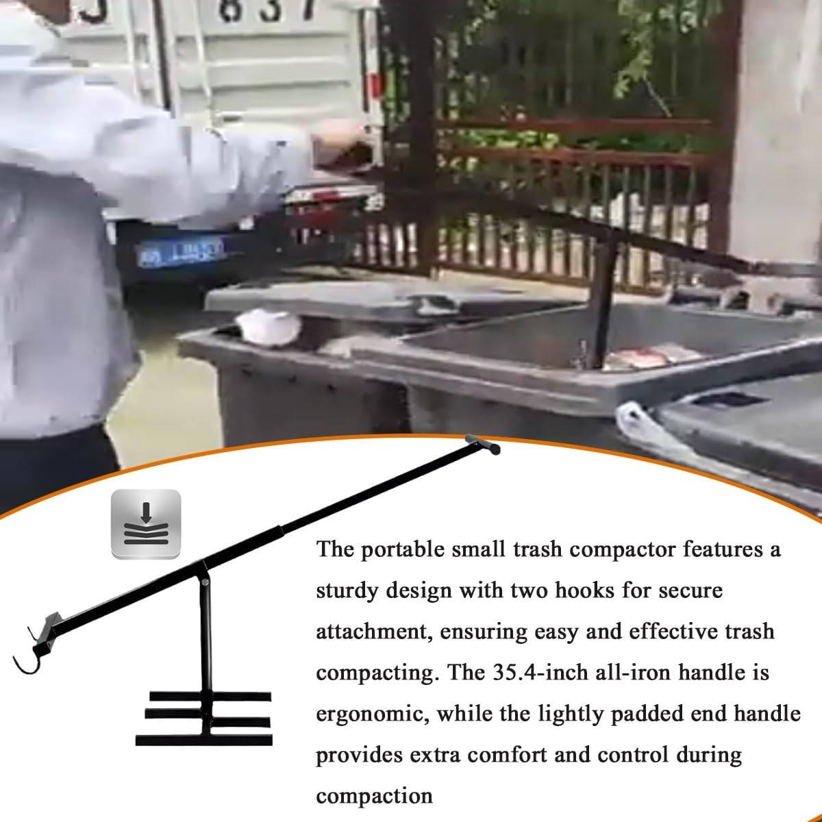 Manual Trash Squasher, Plate Compactor Trash Can, Household Wheelie Bin Compactor, Trash Can Compactor with Adjustable Handle, Waste Mate Bin Squasher for Kitchen, Garden, Restaurant and Office