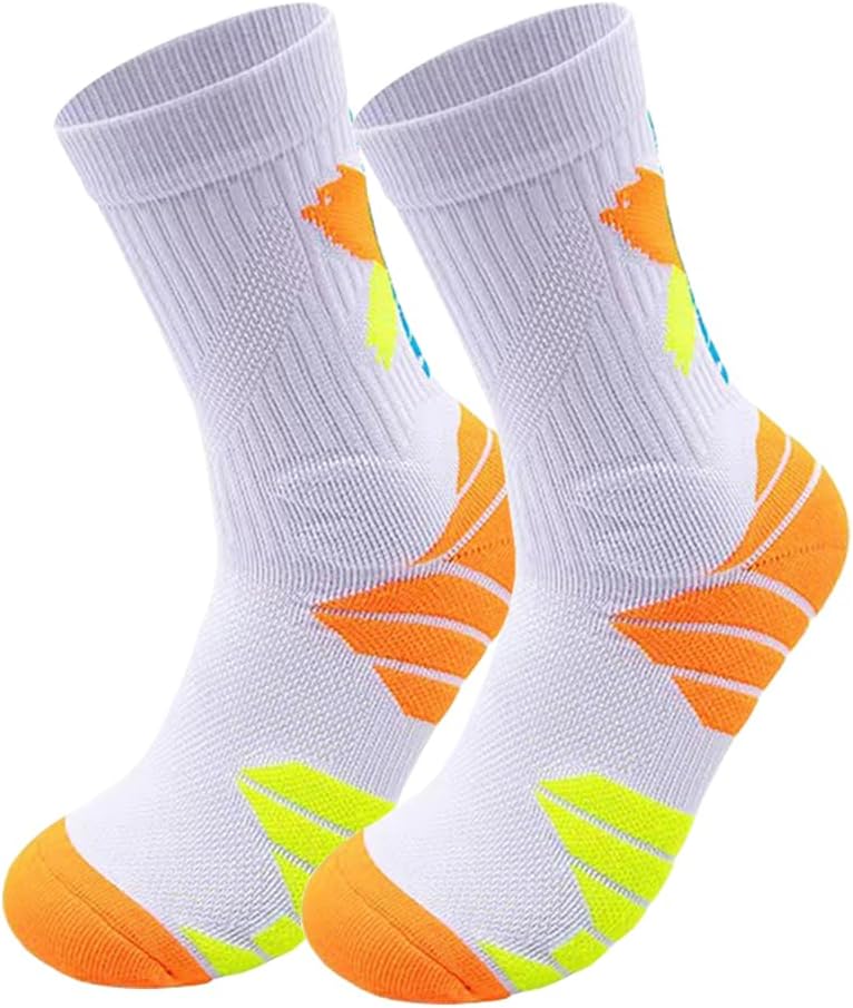DRASEX Men's Sports Cushioned Athletic Crew Socks 4-Pack Performance Thick Basketball Running Hiking Socks