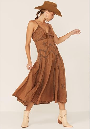 Scully Copper Spaghetti Strap Long Womens Dress HC62