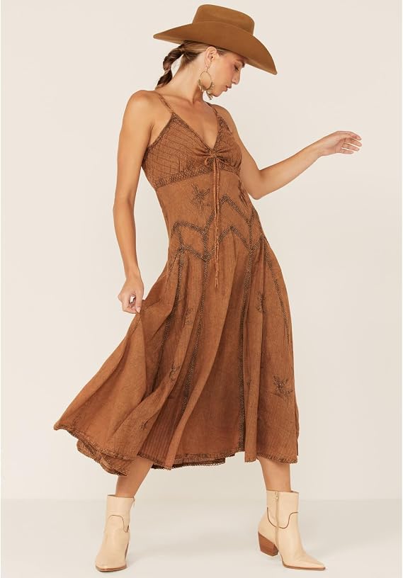 Scully Copper Spaghetti Strap Long Womens Dress HC62
