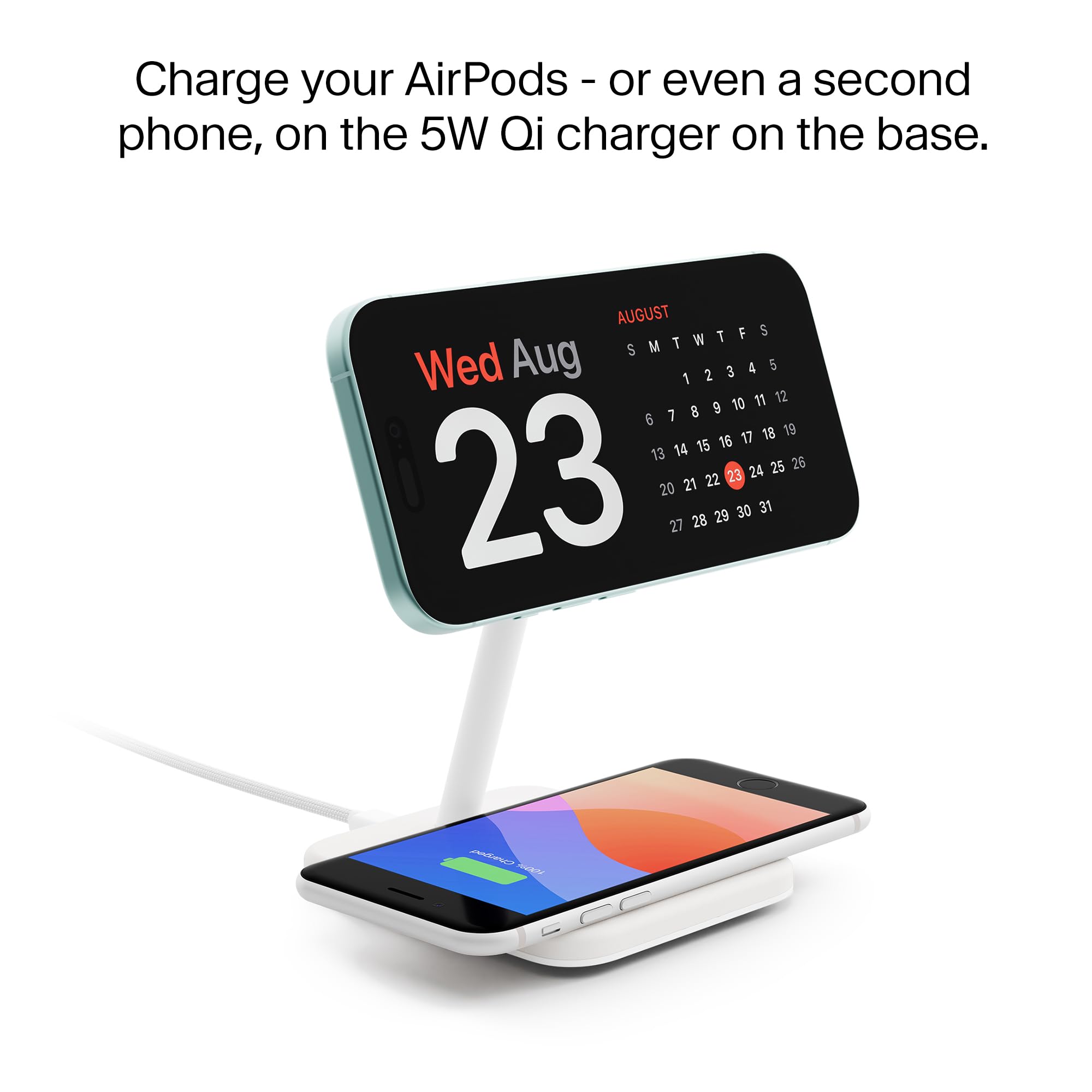 Twelve South HiRise 2 Deluxe 2 w 1 Qi2 stacja ładująca do iPhone'a i AirPods, biały