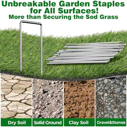 AMAGABELI 6 Inch 500 Pack Galvanized Landscape Staples 11 Gauge Anti-Rust Heavy Duty Garden Stakes Plant Cover Spikes U-Shaped Sod Pins Fence Stakes for Weed Barrier,Irrigation Tubing,Lawns,Decoration by AMAGABELI GARDEN & HOME - Image 4