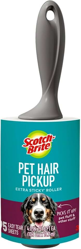 Scotch-Brite 寵物毛髮拾取器超黏絨滾筒，用於去除沙發、衣服等上的毛皮，95 張