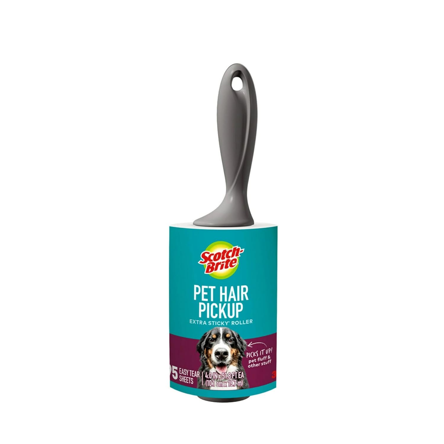 Scotch-Brite Pet Hair Pickup Extra Sticky Lint Roller Designed for Removing Fur Fluff on Couches Clothes Dog and