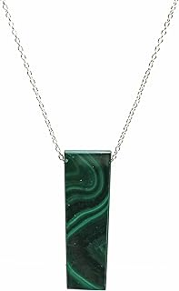 Gempires Natural Raw Malachite Polished Slice Crystals Pendant Necklace, Energy Healing Crystals, Birthday, Gift for Her, ...