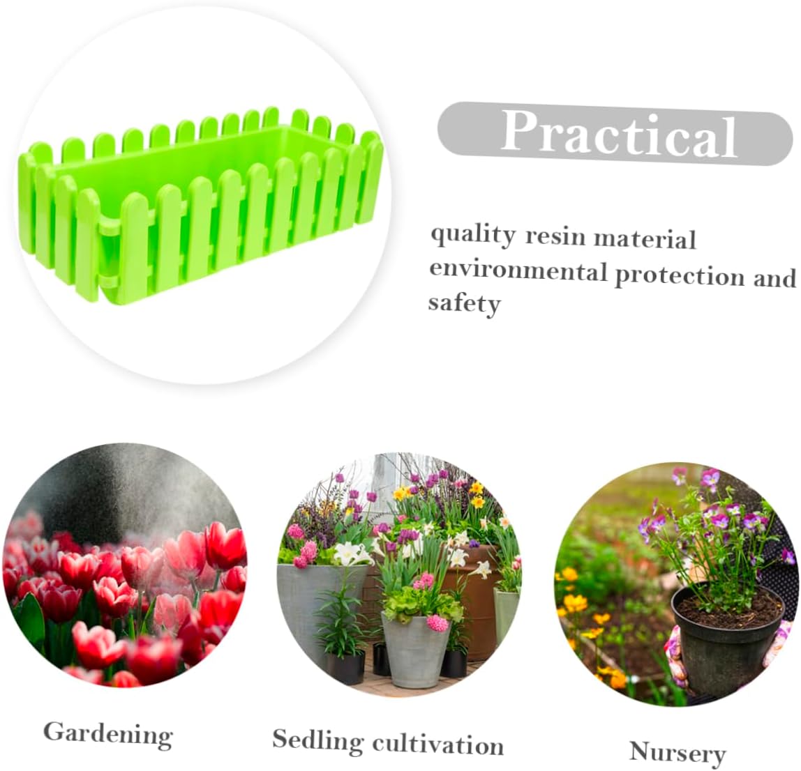 BESPORTBLE Rectangular Plastic Flower Pot Fence Design Green Planter for and Outdoor Plants for Garden Courtyards and Home Decor