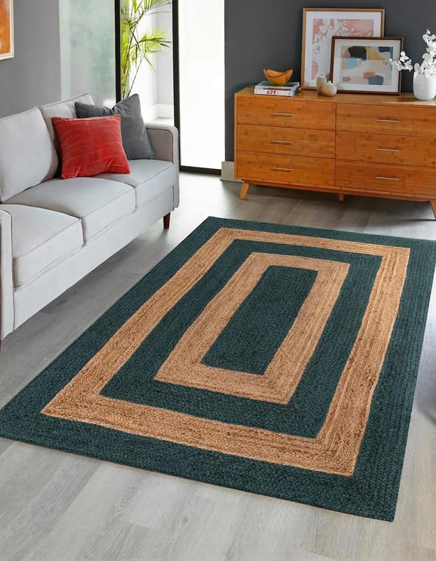 Tappeto in iuta per fattoria, 60 x 60 cm, verde e beige
