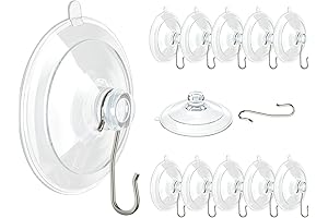 VIS'V Small Window Suction Cups with Hooks - 12 Pack