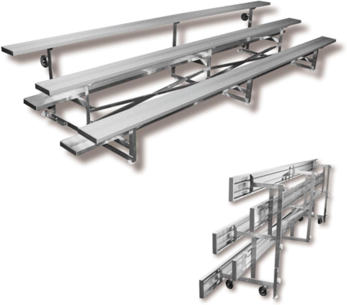 Athletic Connection 3 Row 15' Tip-N-Roll Bleacher with Seats 30 TR0315