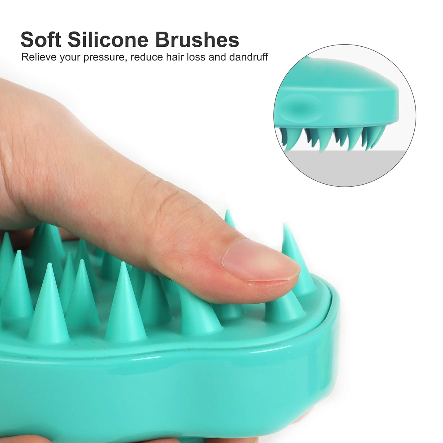 HEETA Hair Scalp Massager Shampoo Brush 2 Pack, Soft Silicone Bristles to Remove Dandruff, Waterproof Hair Scrubber for Both Wet Dry Hair, Suitable for Men & Women (Green & Black)