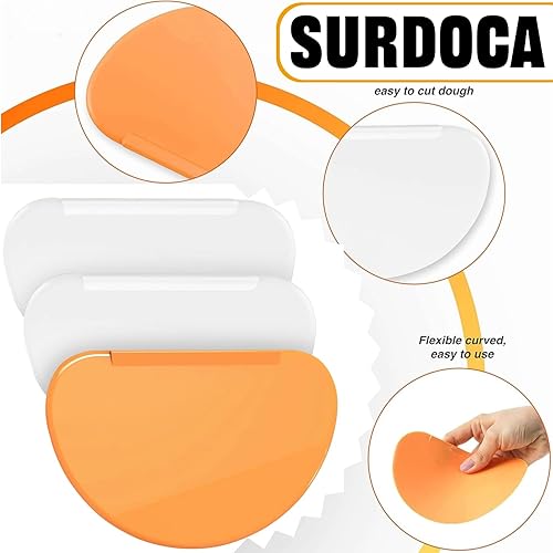 Miniatura 3 de Rascador de masa flexible - SURDOCA 2 PP duro + 1 rascador de plástico suave de TPEE, cortador de masa de borde afilado y ángulos. Raspador