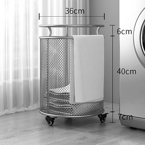 Miniatura 4 de zktoermn Cesta de lavandería, clasificador de lavandería, canasta de metal para ropa con ruedas y asa, para el hogar, apartamento, dormitorio, baño,