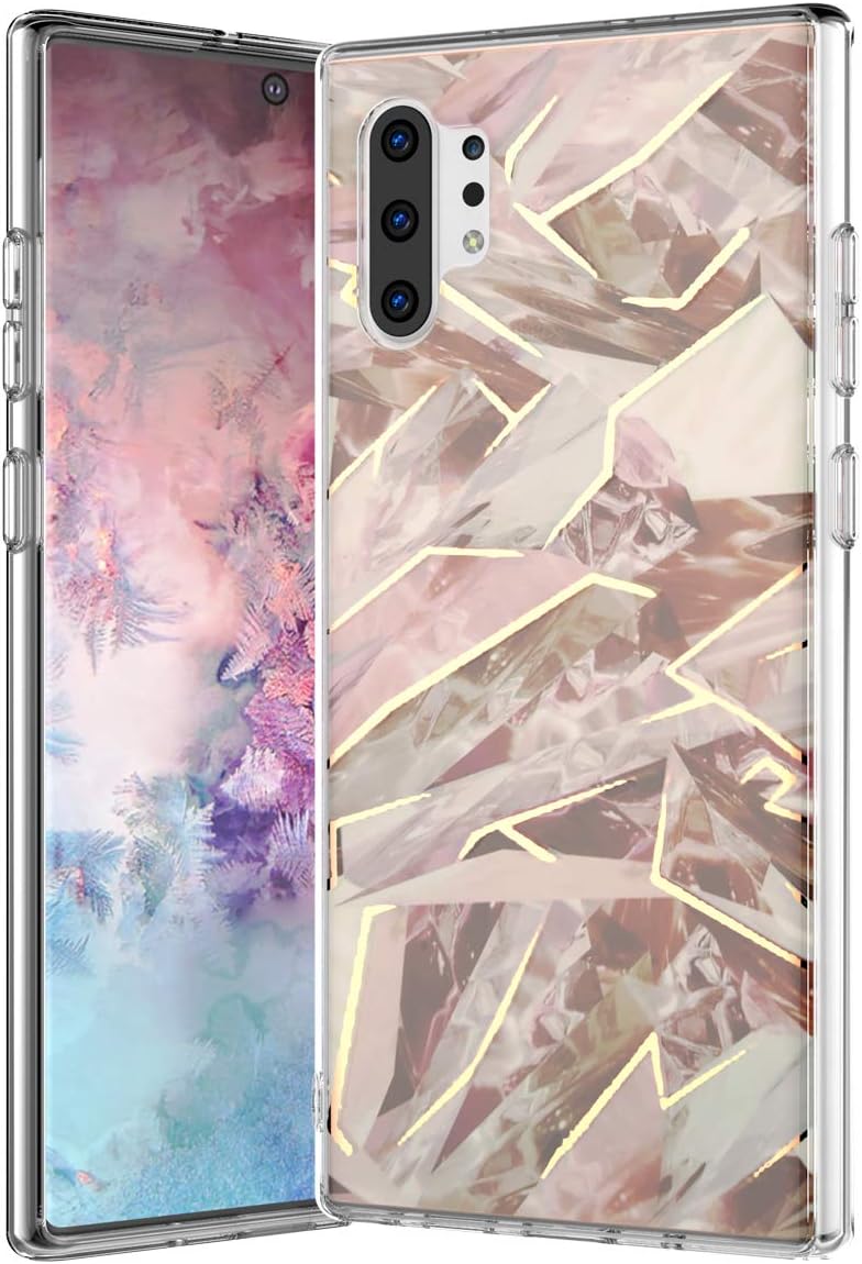 SPEVERT Case Compatible with Galaxy Note 10+ Plus Case Marble Pattern Hard Back Soft TPU Raised Edge Thin Shock Absorption Slim Case for Samsung Galaxy Note 10 Plus 6.8 inches - Brown