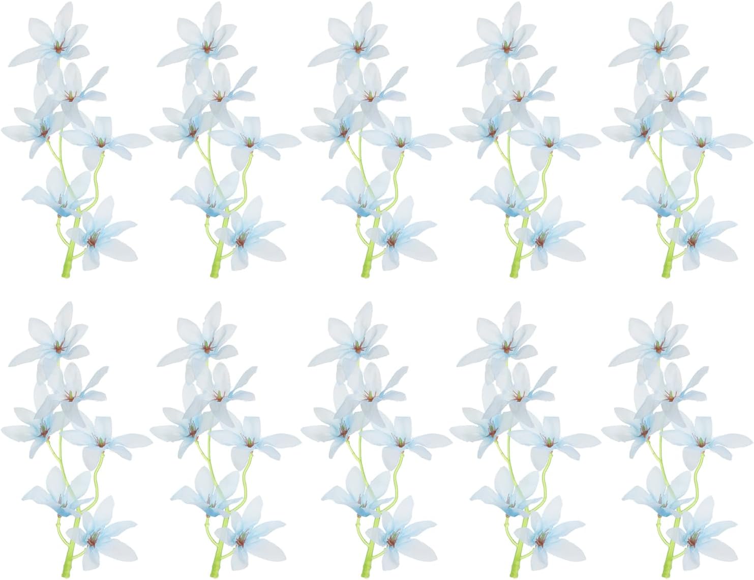 PATIKIL 7 Inch Artificial Orchid Flower, 16 Pcs Floating Candles Simulation Flower Cylinder Vase Fillers for Home Wedding Decoration, Blue