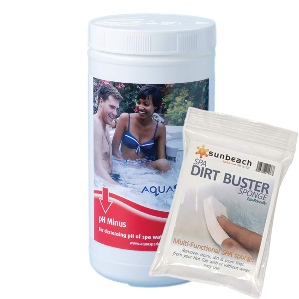 Aquasparkle 1.5kg pH Minus for Hot Tub and Spa with FREE Sunbeach Dirt Buster Sponge
