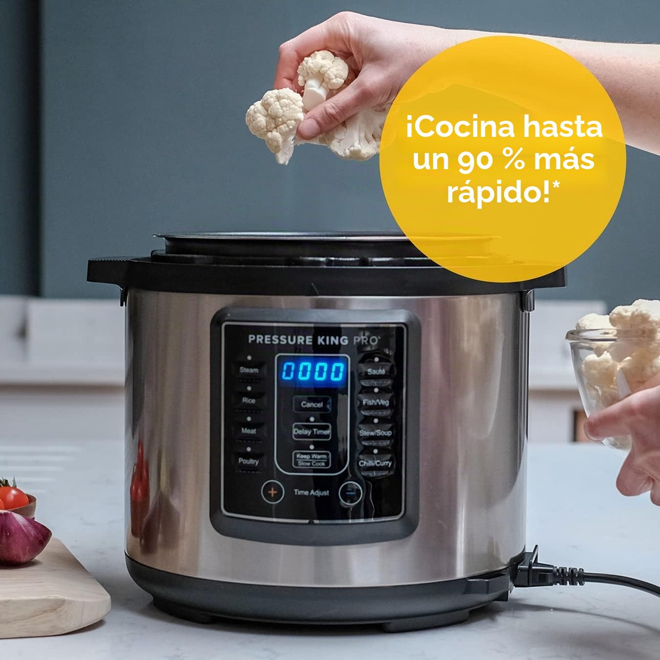 Pressure King Pro (4,8 L) - Olla a presión digital 14 en 1 de Drew&Cole - Incluye aplicación móvil Drew&Cole Recipe gratuita - Cocina de bajo consumo - Revestimiento antiadherente - Fácil de limpiar -