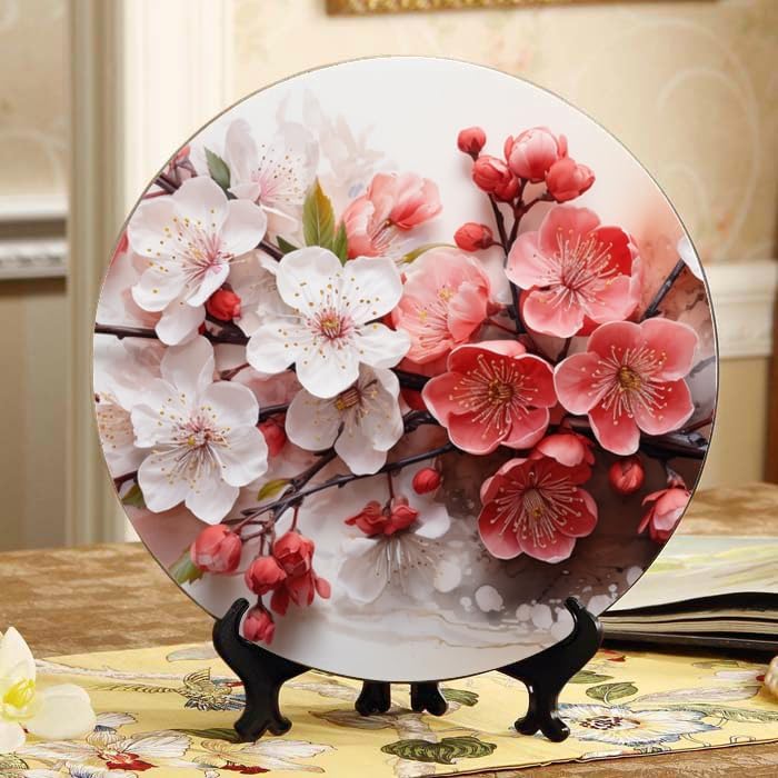 Christmas Stocking 10-inch Ceramic Plate for Wall Display or Tabletop, with Stand & Hook DP-779288845