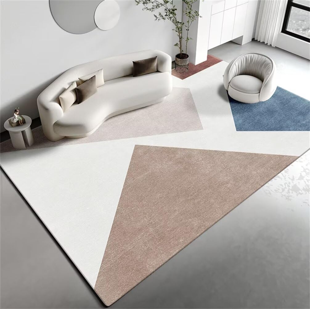 Tapis lavable bleu et kaki 200x200cm pour en finir avec les tapis de salon difficiles à nettoyer