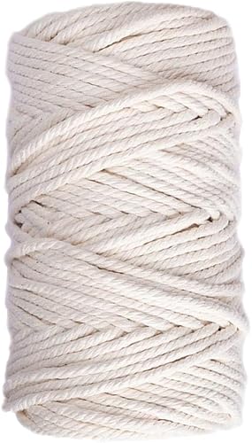 Cuerda de algodón de macramé de 0.236 in x 164 pies para manualidades, joyería, decoración del hogar, envoltura de regalos