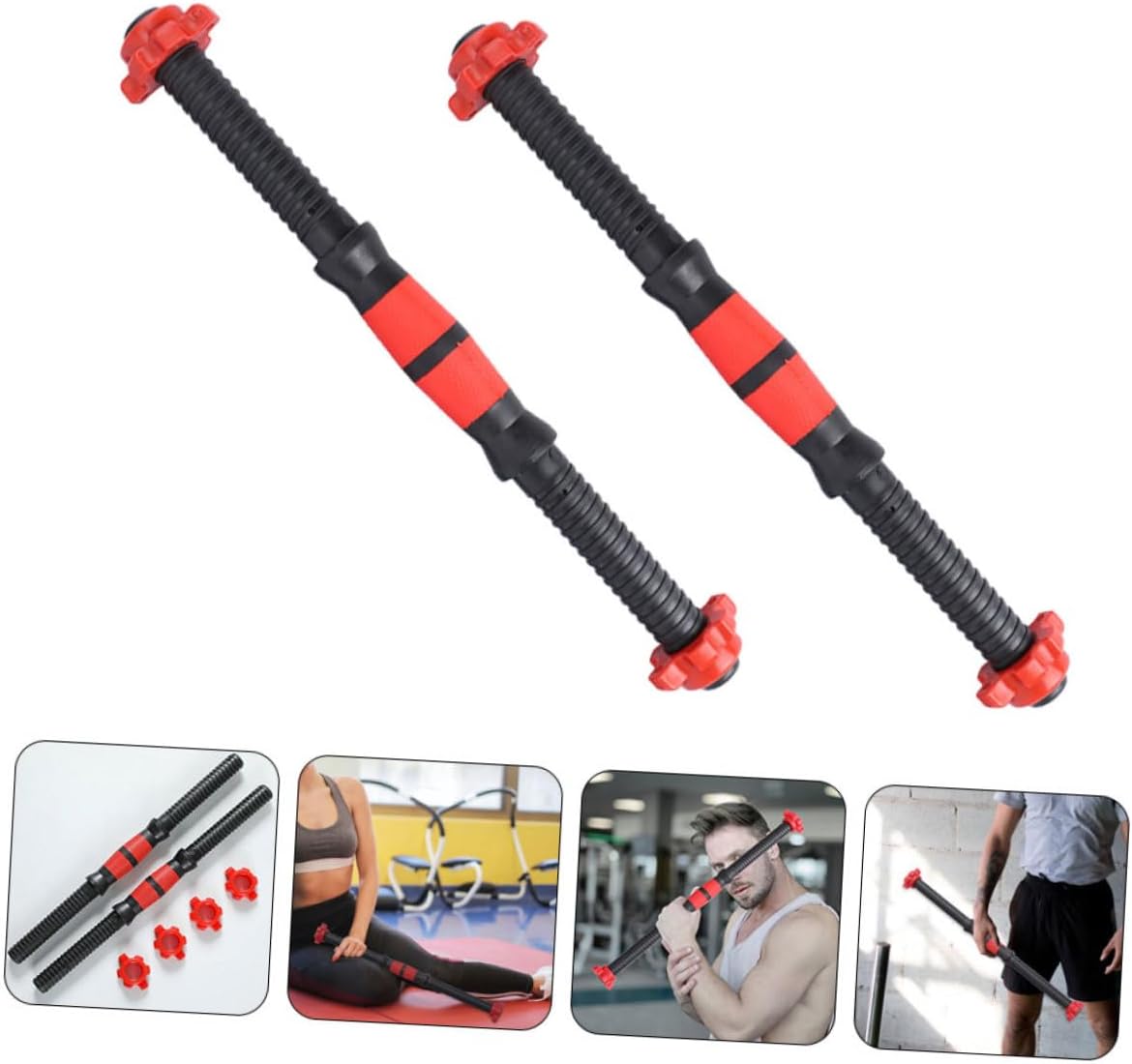 Dumbbell Bars with Non-slip Handles Easy to Install Fitness Dumbbell Pole for Strength Training Includes Connecting Rods and Nuts for Men and Women