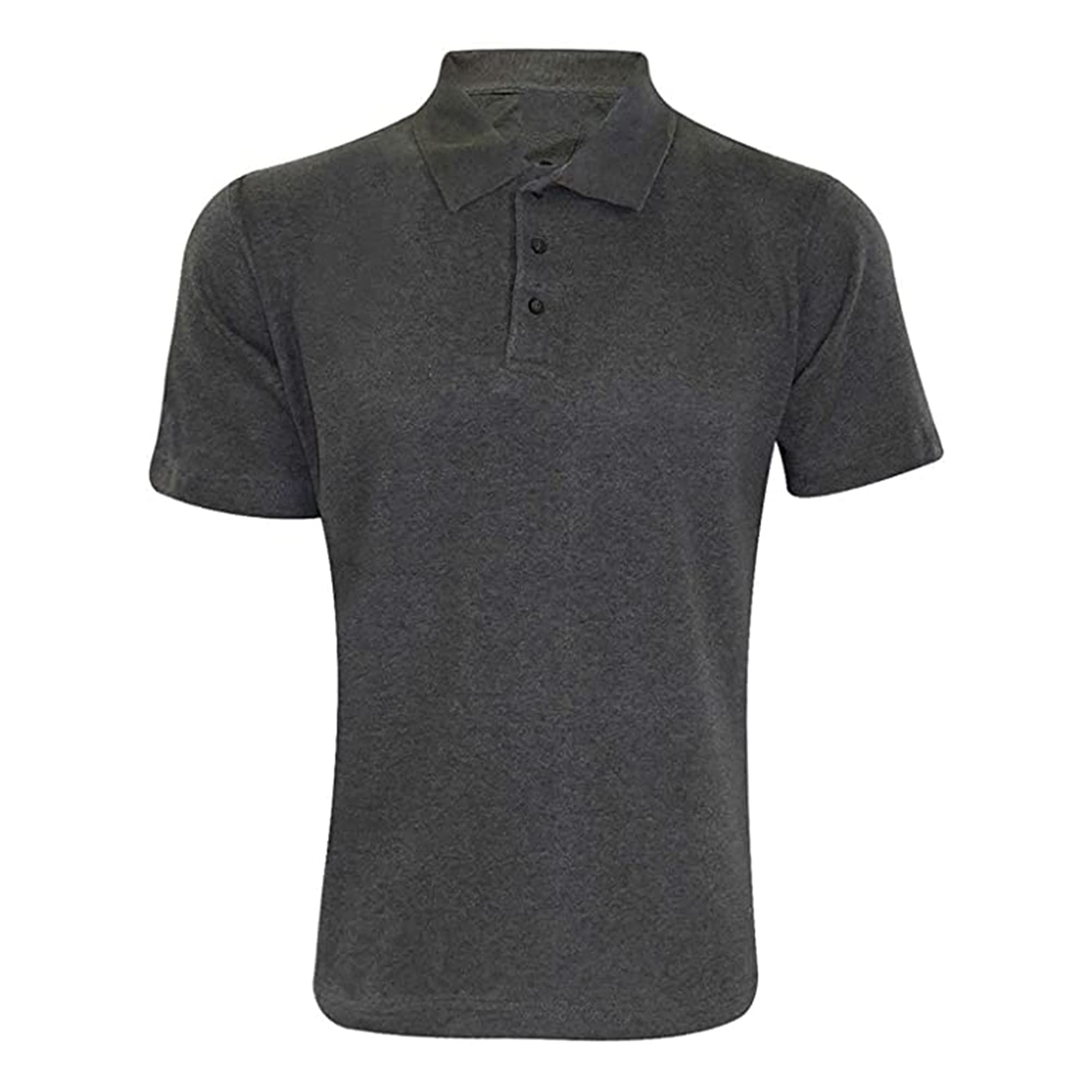 Mens Classic Polo Shirt Short Sleeve Plain Tee Top Casual Work Sports (Charcoal, XXL)