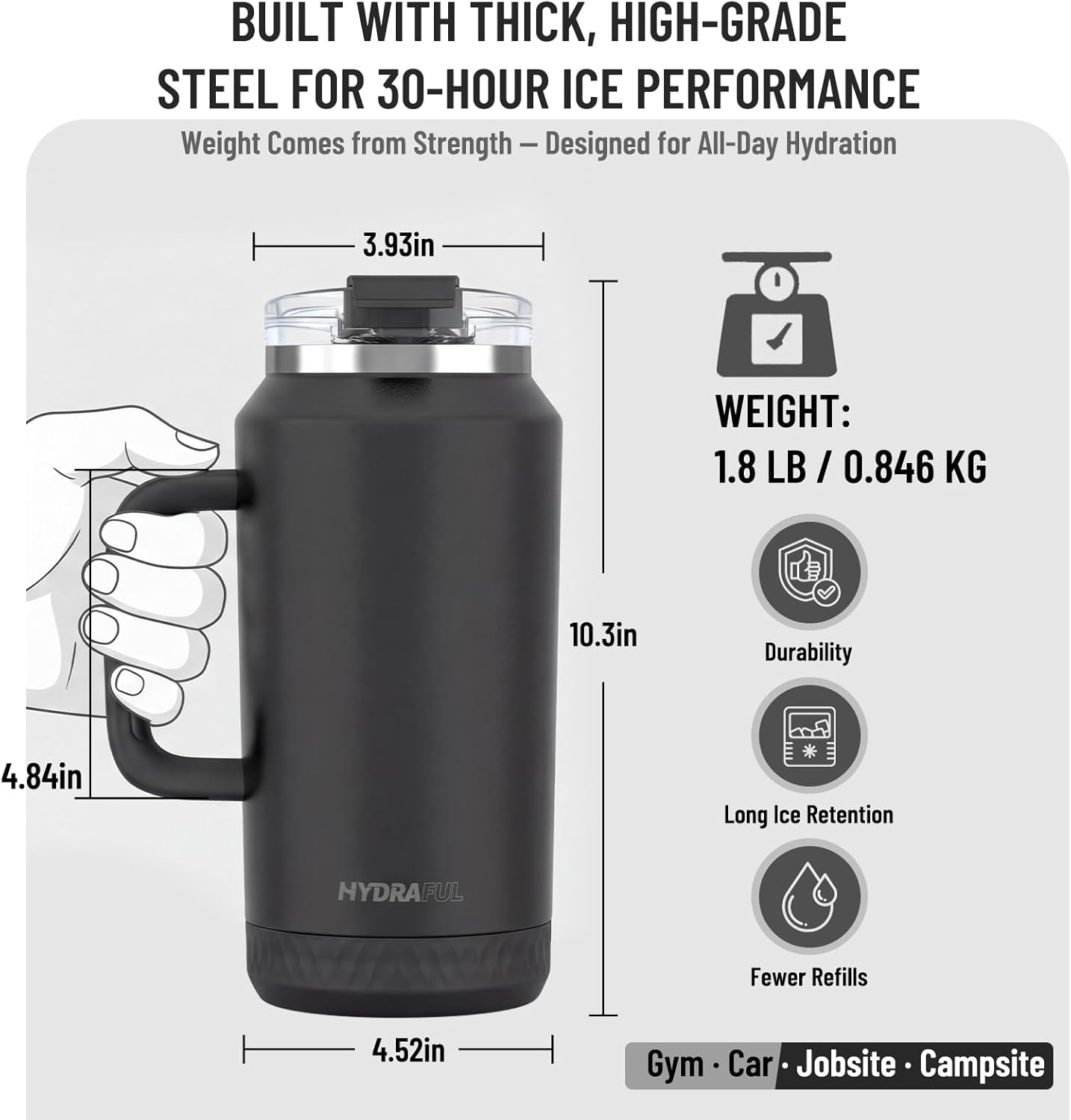 Hydraful 64 oz Tumbler with Handle and Straw - 100% Leak-Proof - Insulated Cup Reusable Stainless Steel Large Water Bottle Travel Mug for Gym, Hiking, and Camping - Gifts for Women Men Him Her - Image 7