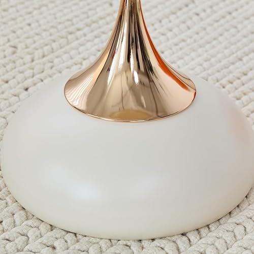 Miniatura 7 de Mesa auxiliar redonda moderna con base de pedestal dorada, parte superior de metal negro, mesa auxiliar decorativa para sala de estar (blanco)