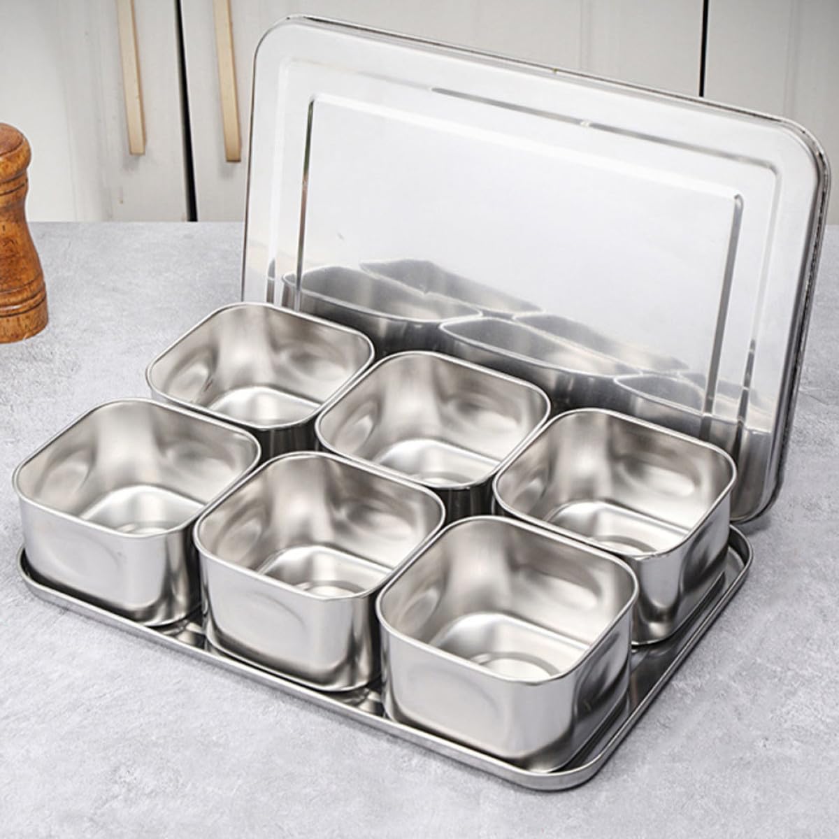 Alipis 1set Contenitori Per Condimenti Inossidabile Organizer Da Cucina Con Scomparti Per Spezie Design Pratico Per Risparmio Di Spazio e Conservazione Delle Erbe Aromatiche